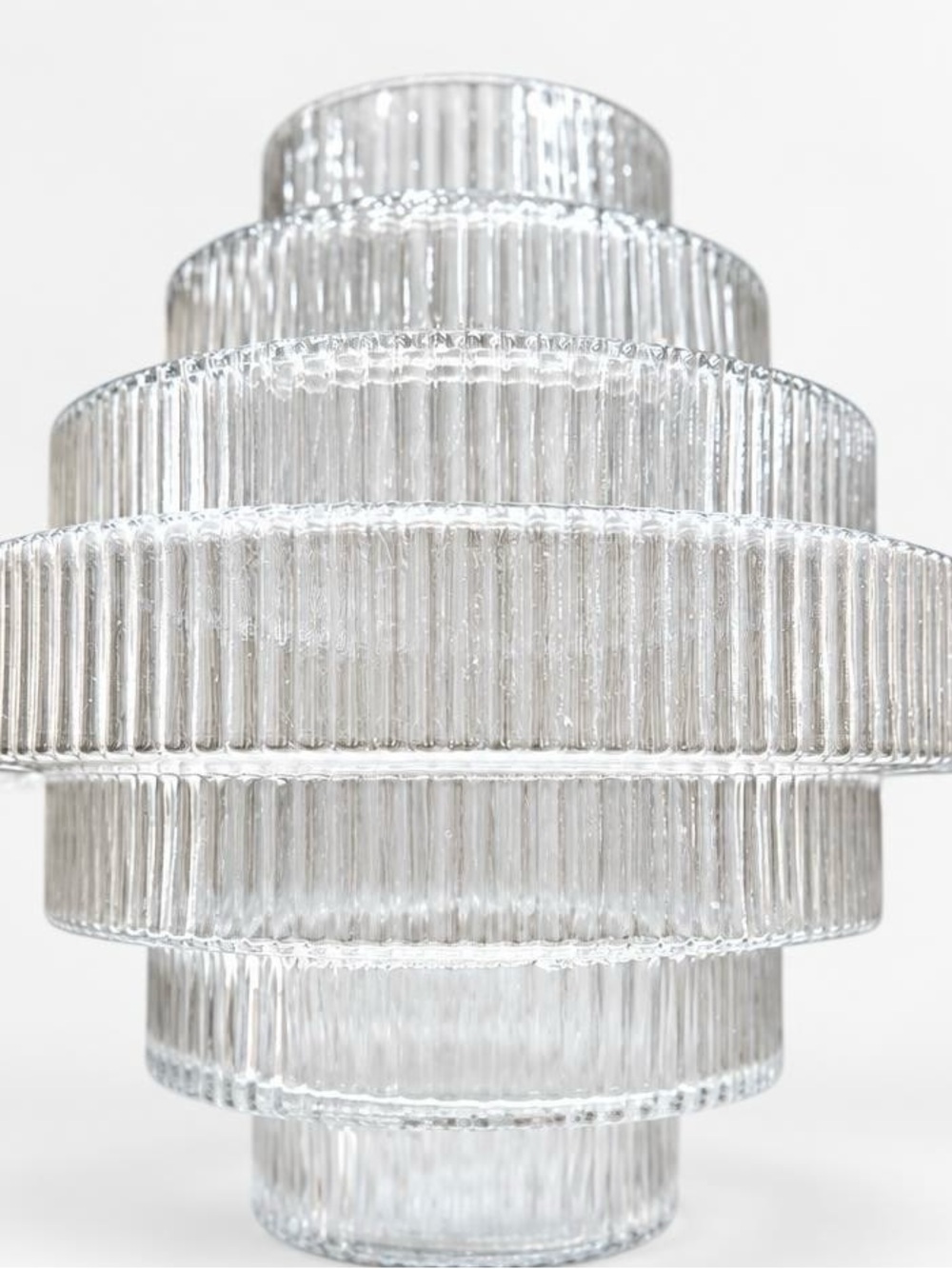 Tiered Ribbed Glass Pendant Shade - Clear Glass